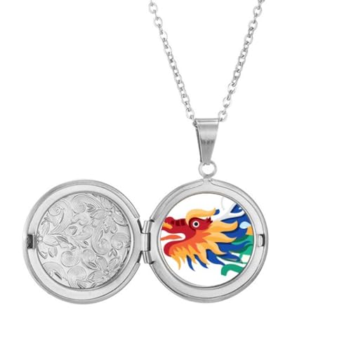 Collier dragon chinois pendentif médaillon traditionnel anniversaire
