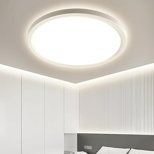 OTREN Plafon LED Redondo Downlight Panel Superficie, Lámpara de Techo Moderna 4500K IP44 Ultra Delgado Luz Led para Dormitorio Baño Cocina Pasillo Comedor Sala Ø30CM