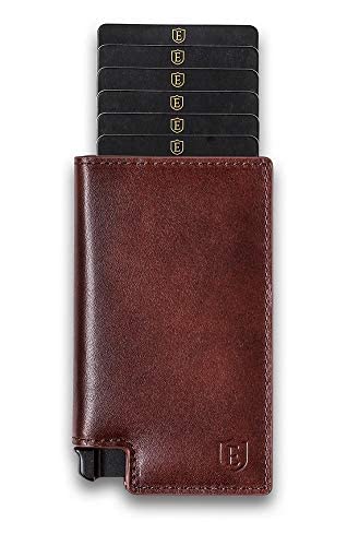 Ekster Parliament Leather Wallet For Men | Lwg-Certified Minimalist Wallets With Rfid Blocking Layer | Slim & Modern Aluminum Wallet With Push Button For Quick Card Access (Classic Brown) #TOP12