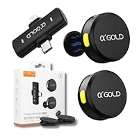 Microfone de Lapela Duplo Sem Fio α’GOLD Premium – Áudio Profissional, Cancelamento de Ruído, 10h Bateria, Compatível com iPhone e Android USB-C, Ideal para Vídeos, Lives e Podcasts