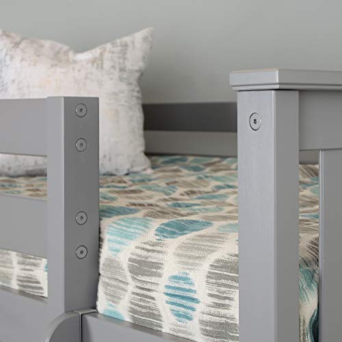 Image of Max & Lily High Loft Bed, Twin Bed Frame For Kids With Bookcase, Grey