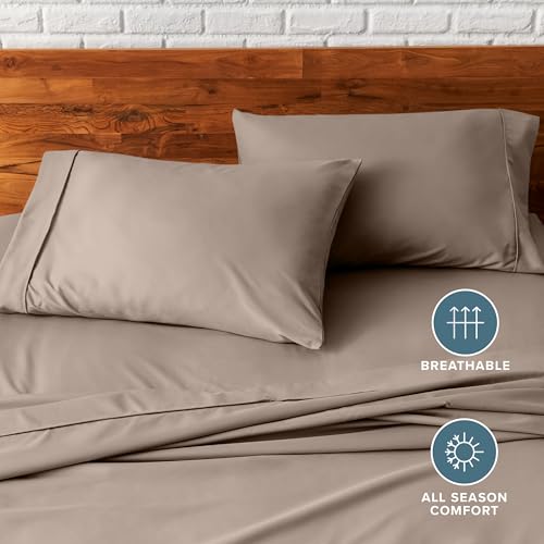 Image of Bare Home Microfiber Pillow Cases - Standard /Queen Size Set of 2 - Cooling Pillowcases - Double Brushed - Taupe Pillowcases 2 Pack - Easy Care (Standard Pillowcase Set of 2, Taupe)