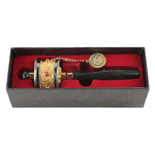 Rueda de Oración Tibetana, Rueda de Oración Budista de Aleación, Aleación de Budismo Tibetano Mantra de Seis Palabras para Ritual(dorado)