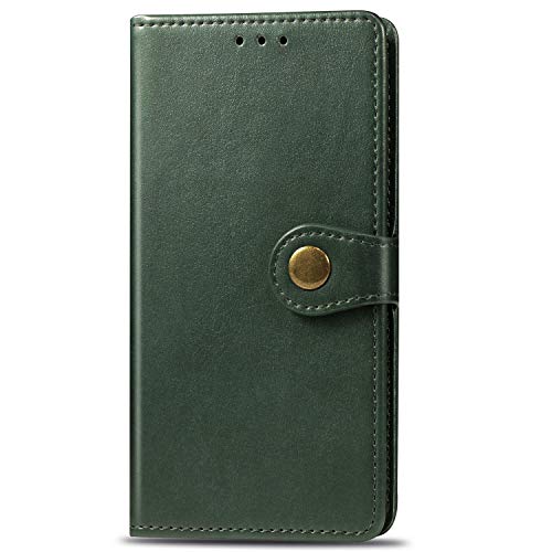 WIWJ Case Compatible with Motorola Moto G7 Power,Solid Color Wallet Leather Case TPU Inner Shell with Card Slot Holder and Magnetic Buckle -Green