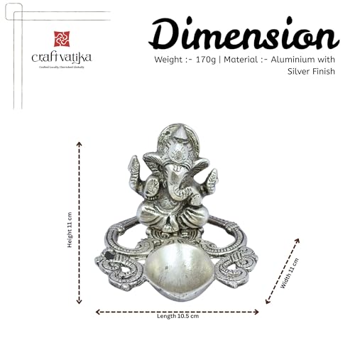 Image of CraftVatika Ganesha Idol with Diya Stand, Ganesha Diya with Gift Box, Home Decoration Items, Festival Return Gift for Woman Diwali Wedding Anniversary Event Housewarming Gifts for Ladies Guest, Family