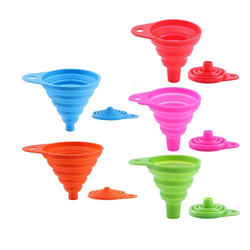 Hebudy Embudo de silicona plegable mini embudo suministros de cocina para botella de agua transferencia de líquidos, 2 unidades (color al azar) Cover