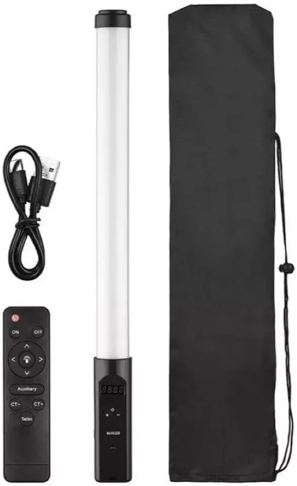 Bastão de Luz LED para Fotografia Colorido Light Stick Portátil com Controle, Festas e Transmissão ao Vivo