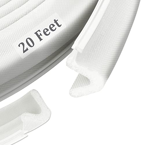 20 Feet Door Weather Stripping V-Shaped "Q" Foam Kerf Weather Stripping Seal Strip for Door Frame and Window, Card Slot Installation Seals Large Gap, Easy Cut to Size(White)