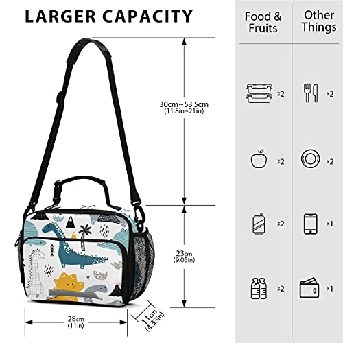 Orezi Cute Dino Scandinavian Reusable Lunch Bags For Boys Girls,Dinosaur Kid's Lunch Box Bags Container For School Work Picnic #TOP2