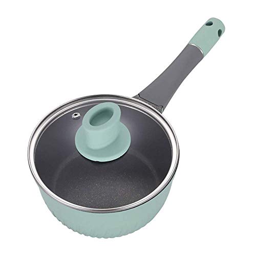 NMNMNM Milk Pot pan,Household Pot, Milk Pan Sauce Pan with Glass Lid,Milk Pot Nonstick Saucepan Granite Coating for Home Kitchen Or Restaurant Saucepans (Color : Green, Size : 16cm) (Green 16cm)