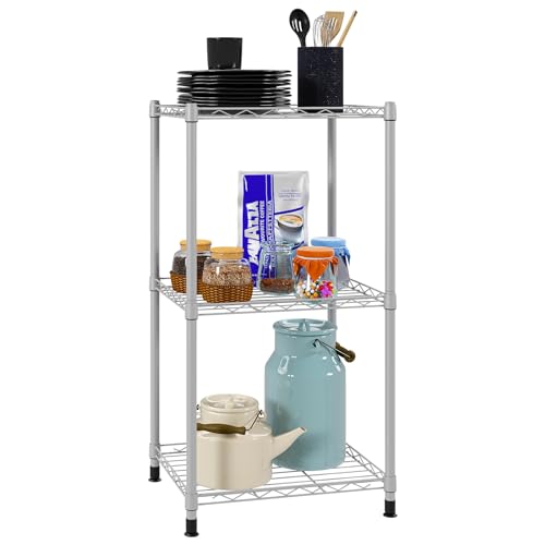 Fixed Layer Spacing Storage Shelf 3 Tier Metal Storage Rack Wire ...