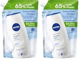 NIVEA Gel de ducha crema suave para el cuidado de la piel, crema de ducha en paquete de recarga resellable (500 ml) (Paquete de 2)