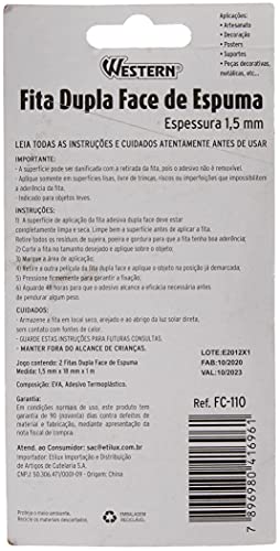 Western FC-110 Fita Dupla Face, Branco, 1 m x 18 mm, 2 unidades