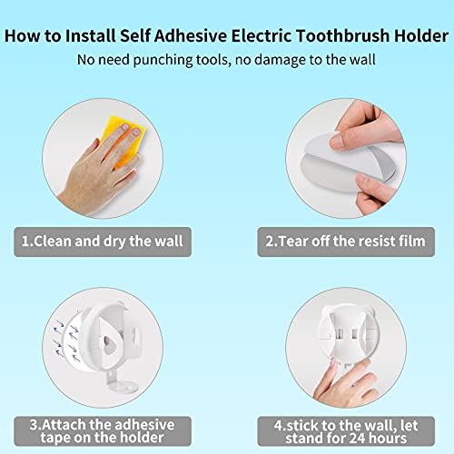 image for YUNCHI Electric Toothbrush Holder Organizer Adhesive Wall Mounted，2 