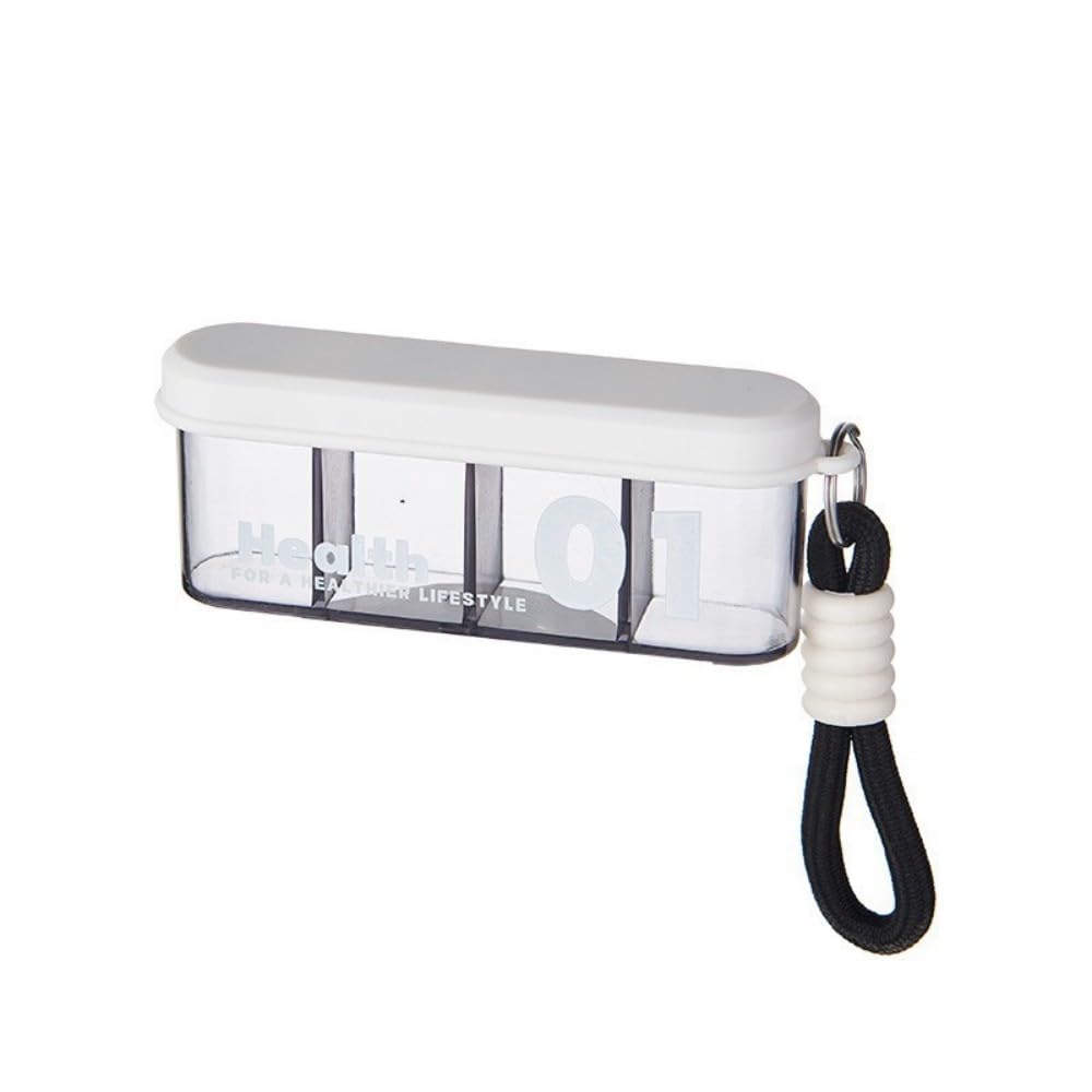 Compartmentalized Portable Pill Box | Travel-Friendly, Mini Sealed Dust-Proof Organizer with Transparent Body, Lanyard & Snap Closure 2-2