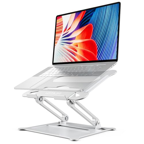 Urmust Laptop Notebook Stand Holder Adjustable Laptop Stand Portable Computer Riser Compatible with MacBook Air Pro HP Dell XPS Lenovo All Laptops 10-15.6'(Silver)