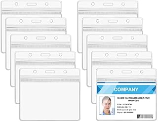 Vicloon Plastic Card Holder, 10Pcs Horizontal Name Card Holder Name Tag Clear Badge ID Card Holders Waterproof ID Badge Card