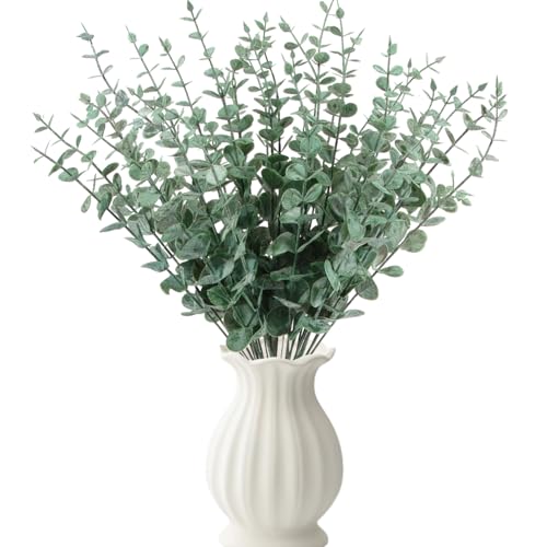 RXKFIGX 30Pcs Hojas de Eucalipto Artificiales, Eucalipto Artificial Ramas Eucaliptos Verdes, Decoracion Follaje Artificial para Ramo de Fotos para Decoración de Hogar Oficina Boda