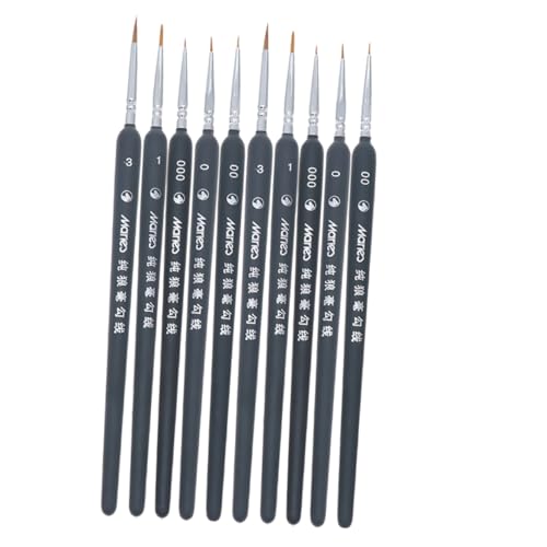 Holibanna 10 Piezas Pinceles de Detalle para Miniaturas de Pinceles Profesionales de Pelo de para Acuarela y Óleo Punta Fina para Precisa