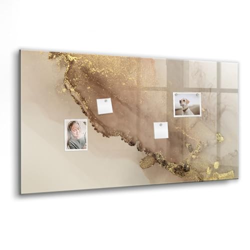 Tableau de planification en verre magnétique marbre doré 120x60 cm avec aimants