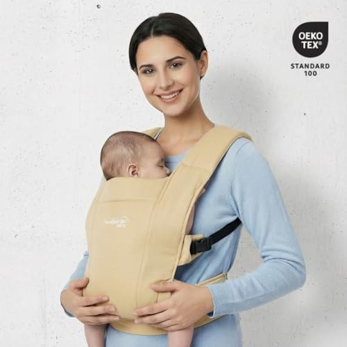 Image of Haus & Kinder Enlace Baby Carrier for 0 to 2 Years Baby, Ergonomic Baby Carry Bag for Newborn to Toddler, Soft Infant Carrier with Adjustable Straps, Breathable Lightweight Baby Carrying Bag, Up to 11.3 Kg (Beige)