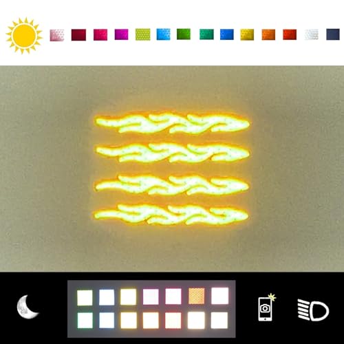 Image of customTAYLOR33 High-Intensity Grade Premium Reflective Tribal Flame Helmet Decals, Motorcycle Safety Sticker Decals (Yellow /Gold)