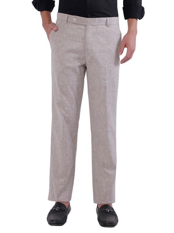 Image of TAHVO Men's Slim Fit Linen Tailored Trousers