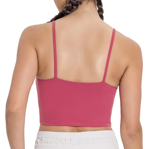 Image of Women's Strappy Stretch Sports Bra Longline Yoga Tank Top Fitness Bra Workout Camisole Crop Tops for Teen Girl