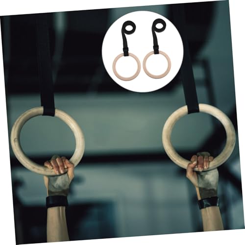 Anillas de gimnasia de madera con correas ajustables para entrenamiento miniatura 5