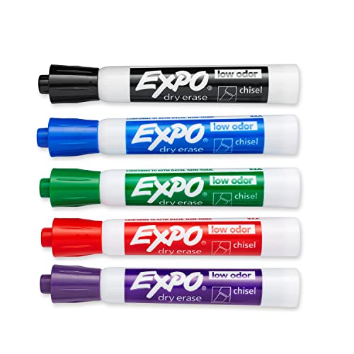 Expo Low-Odor Dry Erase Markers, Chisel Tip, Assorted Colors, 36 Pack & Low Odor Dry Erase Marker Chisel Tip Markers Whiteboard Markers, 36 Count & Low Odor Dry Erase Markers, Black, 36 Count #TOP4