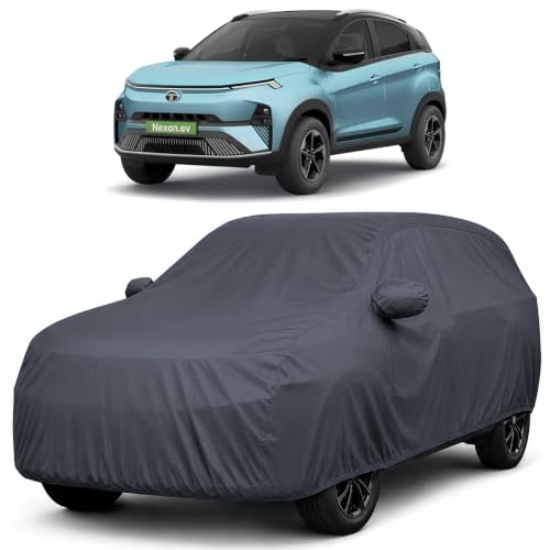 Image of Autofact Premium Car Cover for Nexon EV 2023-2026 | All Weather Waterproof Full Body Car Cover | Light-Weight Triple-Stitched Outdoor Shield with UV Protection, Dustproof & Heat-Resistant