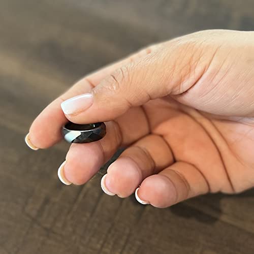 Nostrand 6mm Faceted Hematite Gemstone Plain Band Ring2