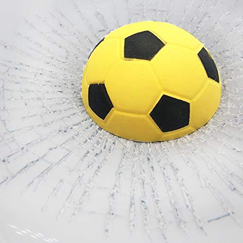 COGEEK 3D Prank Tricky Broken Glass Sticker Car Window Ball Hits Self Adhesive Funny Car Stickers (Football-Yellow)