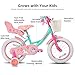 JOYSTAR Unicorn 12 Inch Kids Bike for 2-4 Years Girls Toddler Bikes with Training Wheels Princess Girls Bike with Basket Doll Seat Streamers Toddler Kids Bicycles Green