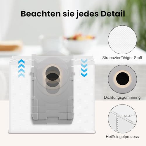 14 Stück 4L Staubsaugerbeutel für Ecovacs Deebot X8 Pro Omni, X9 Pro Omni, T50 Pro Omni, X8/X9 Omni, T50/T80 Omni, T50 MAX Pro Omni, T30C Pro Omni, X11 Pro Omni Saugroboter, Antibakterieller Beutel
