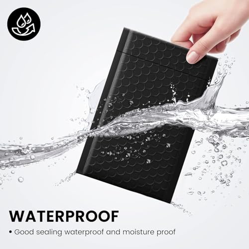 Image of Fuxury Black Bubble Mailers 4x8 inch Padded Envelopes 19200 Pack Bulk Pallet
