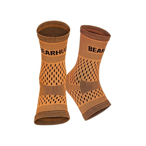 Bearhug Twin Pack Ankle Support for Men and Women - Ankle Brace for Sprained Ankle, Ligament Damage and Achilles Tendonitis Support - Bamboo Ankle Strap for Sports, Running, Gym, M