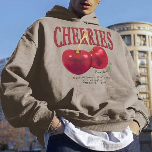 Mens Oversized Cherry Graphic Hoodies Vintage Cherries Printed Streetwear Sweatshirt Fleece Aesthetic Baggy Pullover3