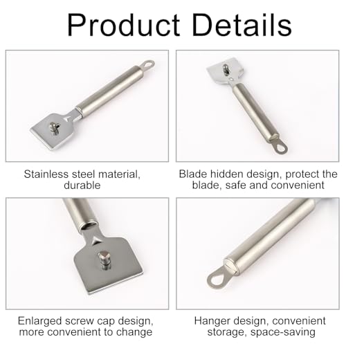 Edelstahl Ceranfeldschaber, Hochwertiger Kochfeldschaber inkl. 15 Ersatzklingen,Glasschaber,Vignettenschaber,Ceranfeld Kratzer Entfernen für Reinigung Von Backofen, Induktionskochfeld, Herd