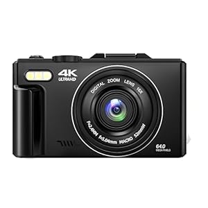 4K Digital Camera for Photography, Auto-Focus Point and Shoot Digital Cameras with 64MP, 3.0 inch Flip Screen 18X Zoom Vlogging Camera for YouTube with SD Card, Compact Digital Camera with 2 Batteries