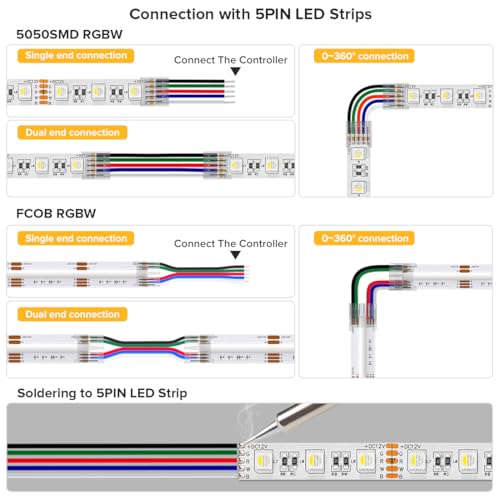 Tira de LED RGBW 24V 9.86FT 896 LEDs/m flexible miniatura 6