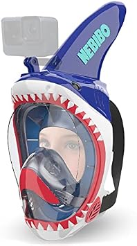 NEBIBO Kids Snorkel Mask Full Face Set. Snorkeling Set with Detachable Camera Mount. Adjustable Straps - Anti-Fog & Anti-Leak - 180 Panoramic View - Snorkeling Gear for Kids Ages 6+