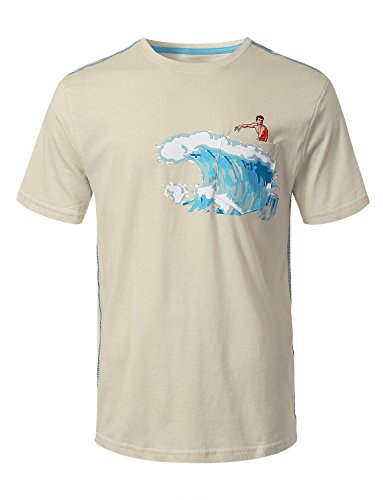 URBANCREWS Mens Hipster Hip Hop Surfer Printed Pocket T-Shirt Bone, L