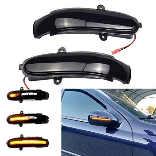 LEDFEWAG 2 pièces LED Feux de jour Clignotant Latéraux Dynamique Ambre Rétroviseur Compatible pour C Class W203 S203 CL203 Cover