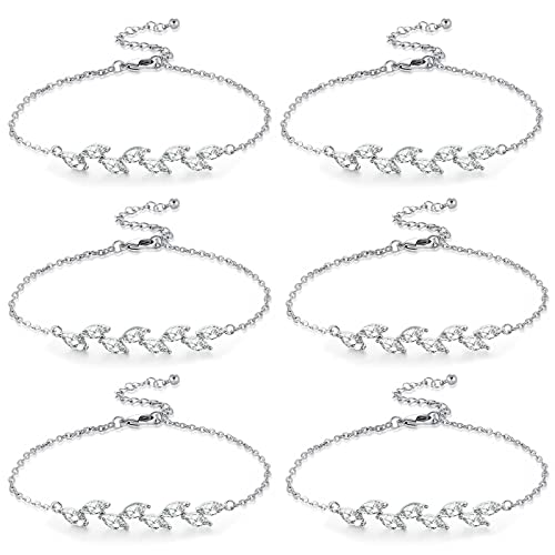 DHQH Bridesmaids Gift Set of 6 or 4 Bridesmaid Bracelet 18K Gold Plated Leaf Bracelet I Couldn’t Tie a Knot Without You Wedding Bridesmaid Proposal Bracelets Jewelry Gifts for Women