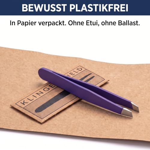 KLINGENHELD® Haargenaue Pinzette - greift jedes Haar beim 1. Versuch ohne durchrutschen - Pinzette Augenbrauen Zupfen handgeschliffen… – Ansicht 3