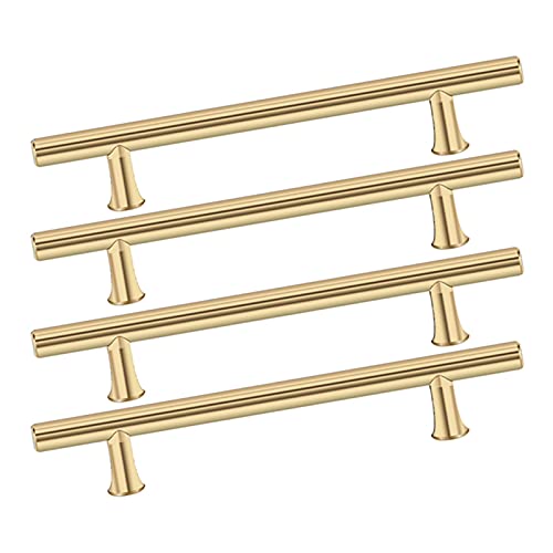 LHF123 Möbeltürgriff Schrankgriff aus Aluminiumlegierung Ziehgriff Möbelgriffe Türgriff Handgriff Bogengriffe,für Schubladen Schrank Rahmen Bücherregale Möbel,Golden,4 Stück(Size:Hole Spacing 128mm) Cover