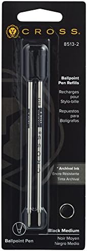 Cross Refills for Ballpoint Pens, Medium, Black Ink, 2/Pack (85132), Model:8513-2