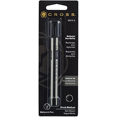 Cross Refills for Ballpoint Pens, Medium, Black Ink, 2/Pack (85132) Cover