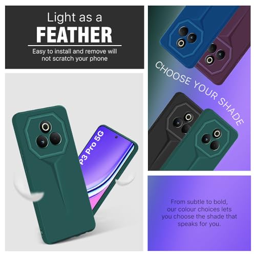 Image of WOW IMAGINE Back Cover for Realme P3 Pro 5G | Blade Series Ultra Thin Case with Lightweight Design | Camera Protection | Soft Matte Silicone Flexible Mobile Case - Green